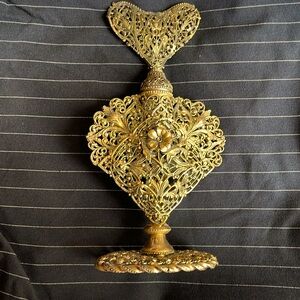 Antique Gold Ormolu Filigree Perfume Bottle